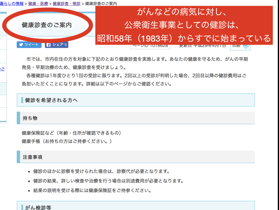 公衆衛生事業としての健診は、すでに昭和58年から始まっている